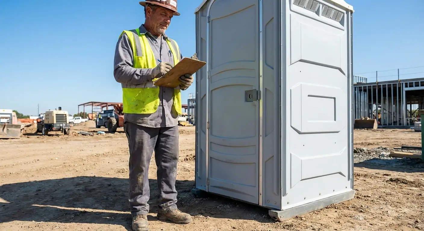 Portable toilet delivery truck ready for service in Tulsa, OK